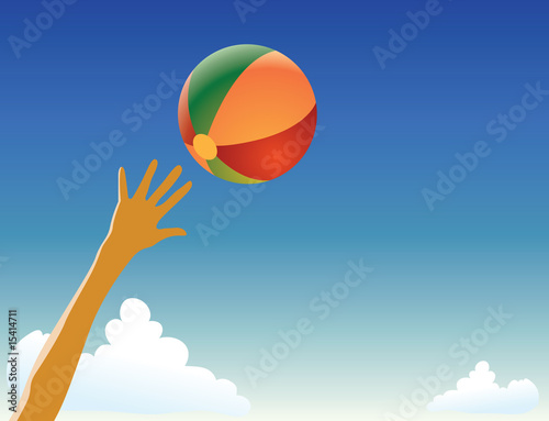 Playing ball  on a beach