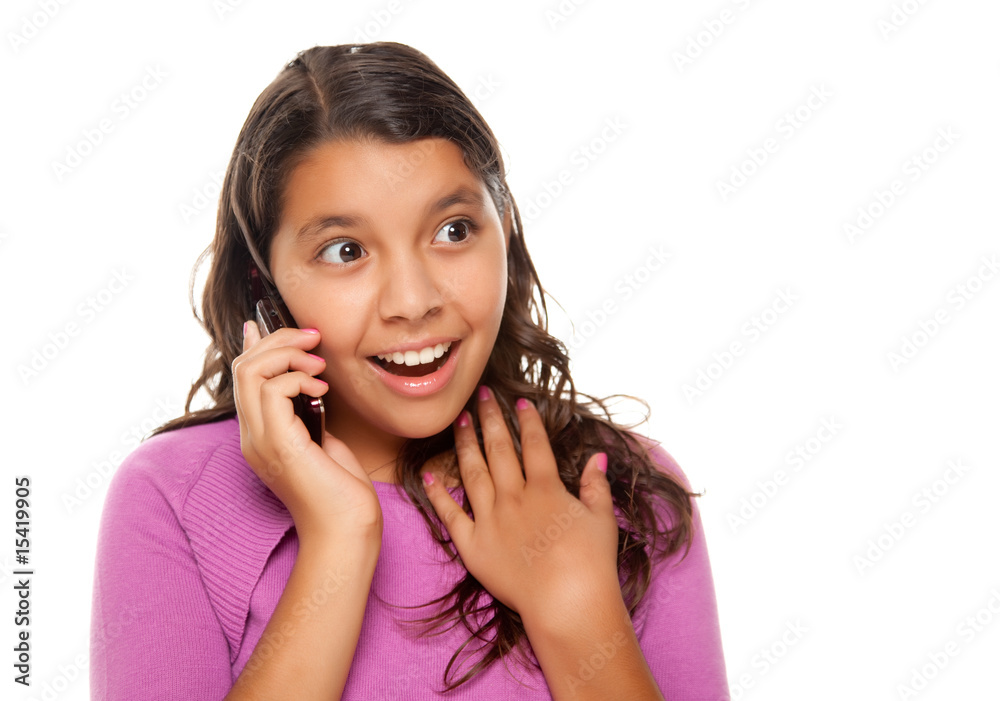 Shocked Pretty Hispanic Girl On Cell Phone Shocked Pretty Hispanic Girl On Cell Phone