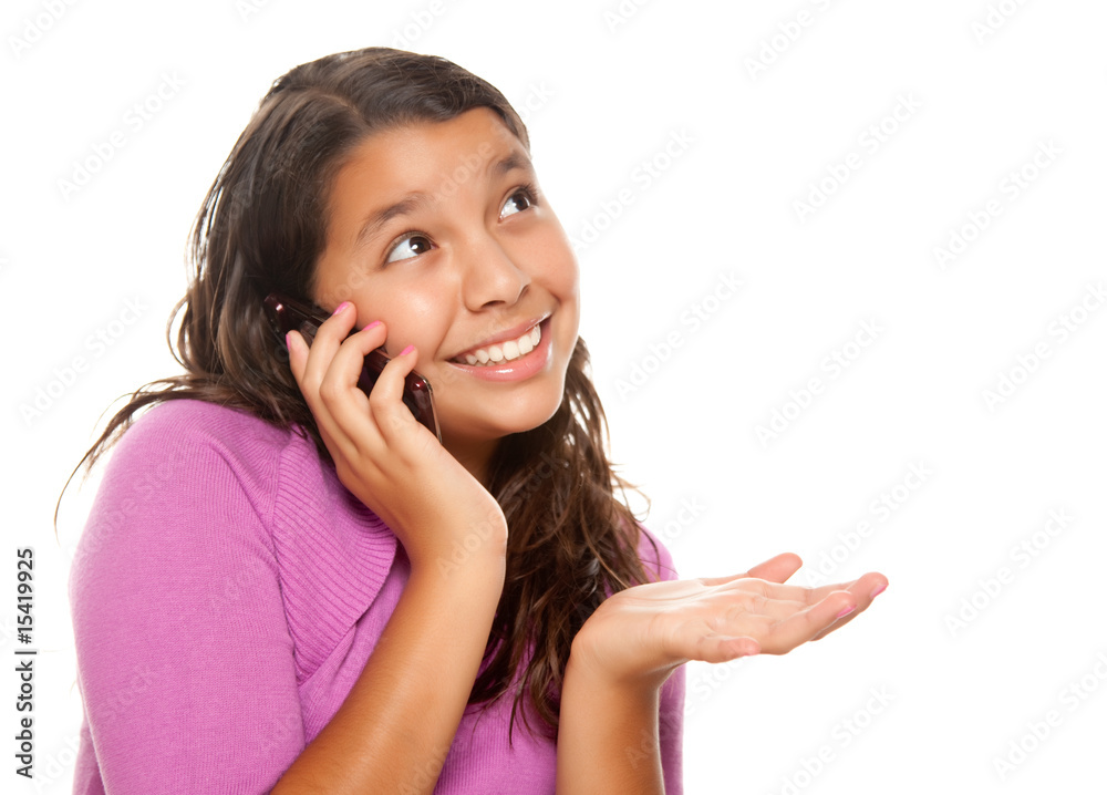 Happy Pretty Hispanic Girl On Cell Phone Happy Pretty Hispanic Girl On Cell Phone