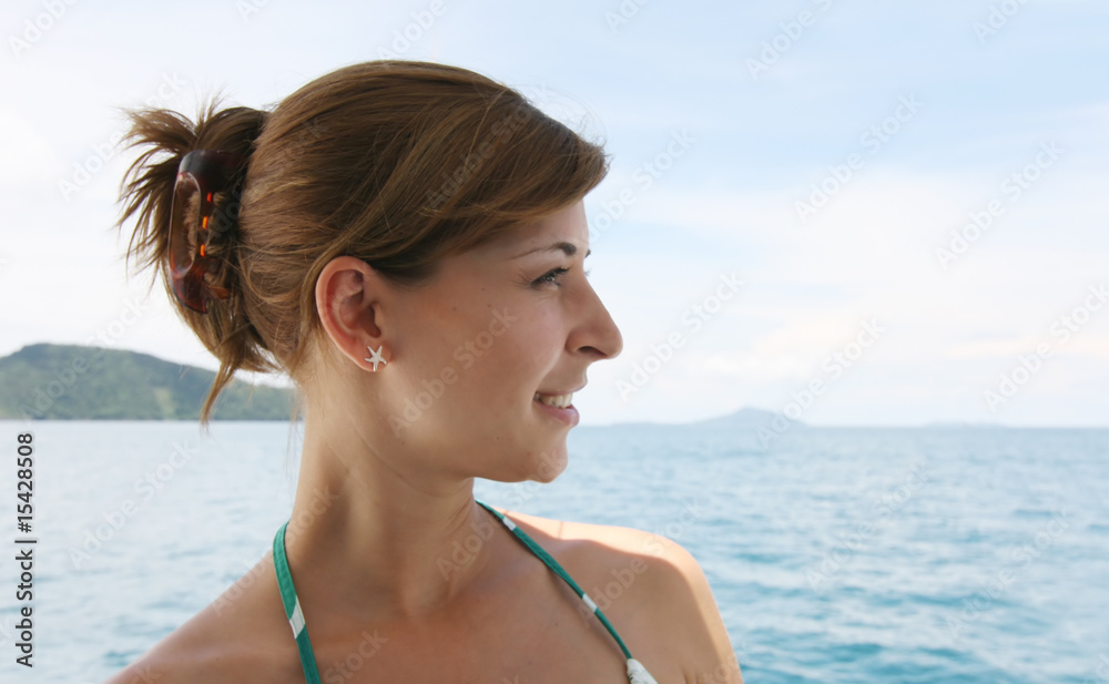 Woman on a boat trip.