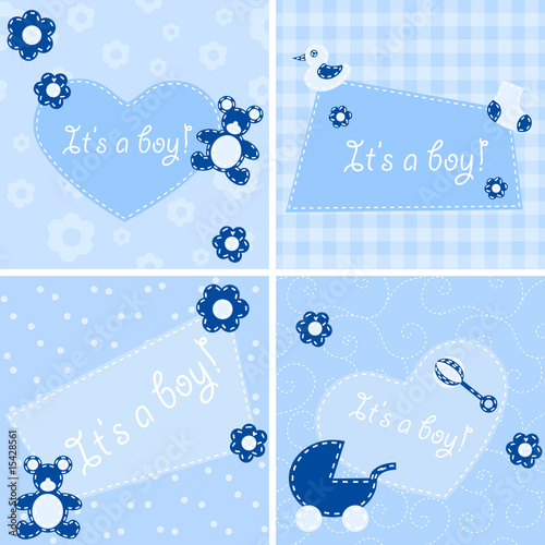 Quilted birth announcement cards for a boy