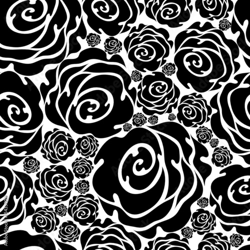 Seamless black grunge rose pattern