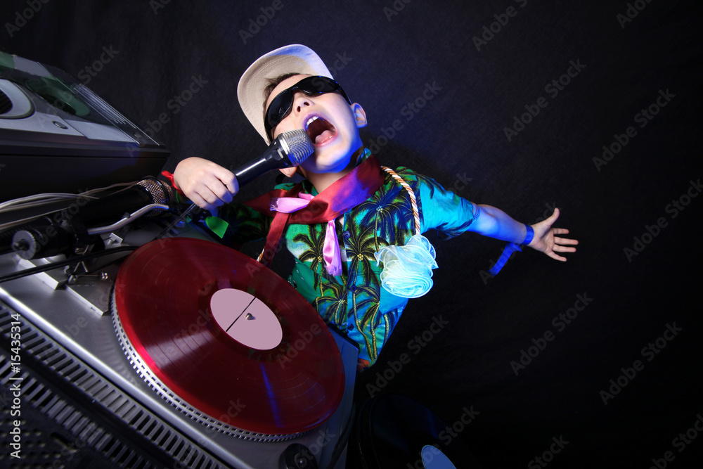 Fototapeta premium cool kid DJ in action