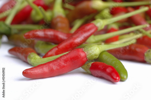 small and red hot birdeye chili close up