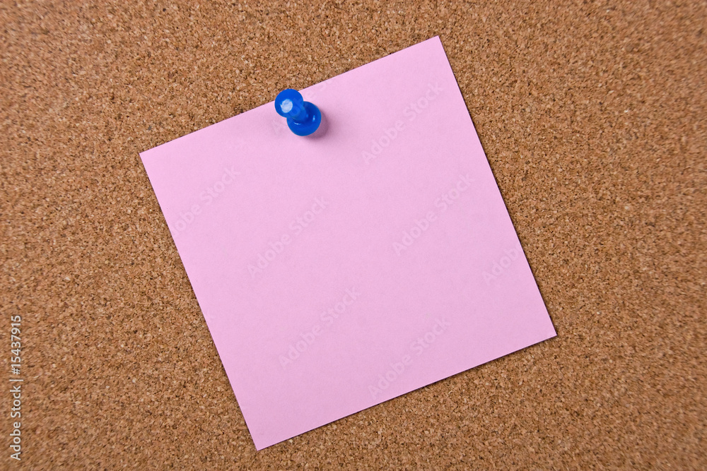 pink note with blue pin pink note with blue pin