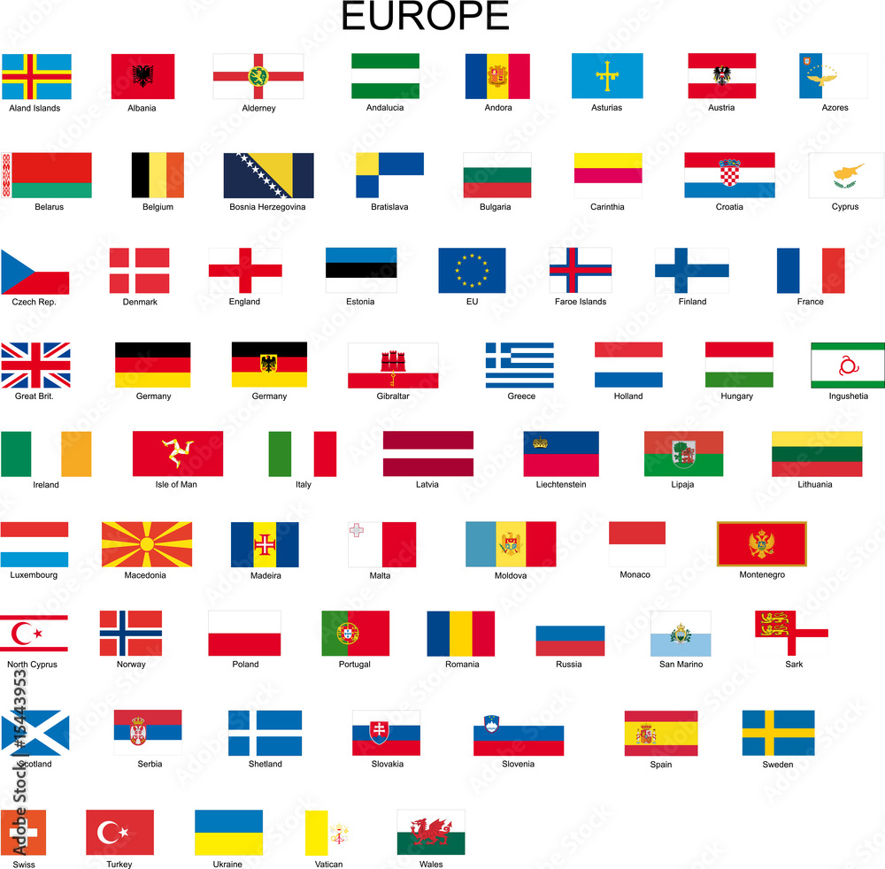 Europa Flaggen Stock-Vektorgrafik | Adobe Stock
