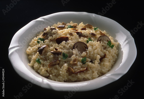piatto di risotto coi funghi