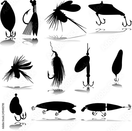 hook for fishing vector silhouettes
