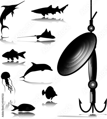 one fish hook vector illustration