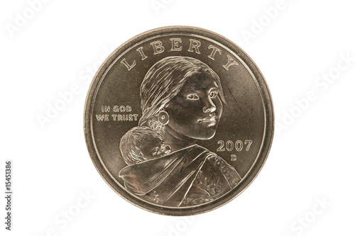 Sacajawea Golden Dollar coin with clipping path photo