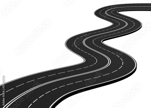 Curved asphalt road - 3d render