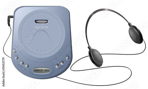 Portable CD player with headphones - Blue