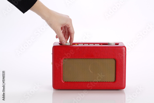 Isolated radio being switched on photo