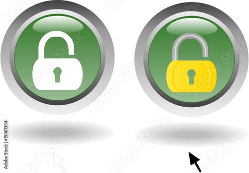 bouton cliquable 2 positions cadenas ouvert