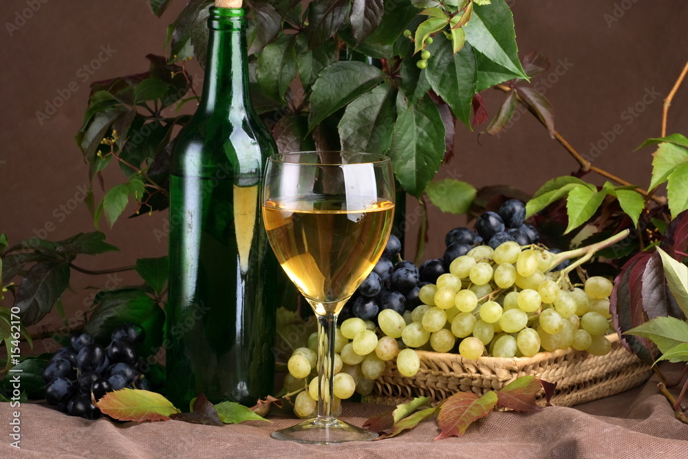 Wine glass with bottle for wine tasting