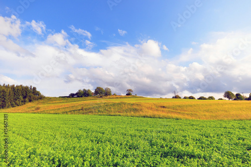 A field on the heights of the swabian alb in late summer