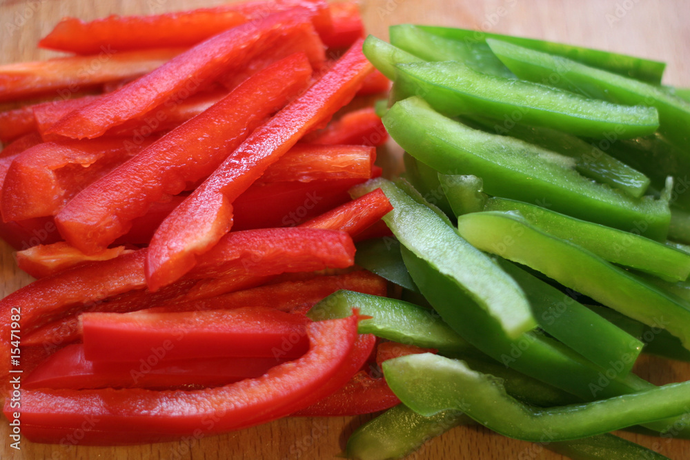 Bright Red and Green Sliced Bell Peppers Bright Red and Green Sliced Bell Peppers