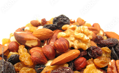 Snack food nuts and raisins
