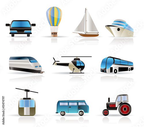 Transportation and travel icons - vector icon set