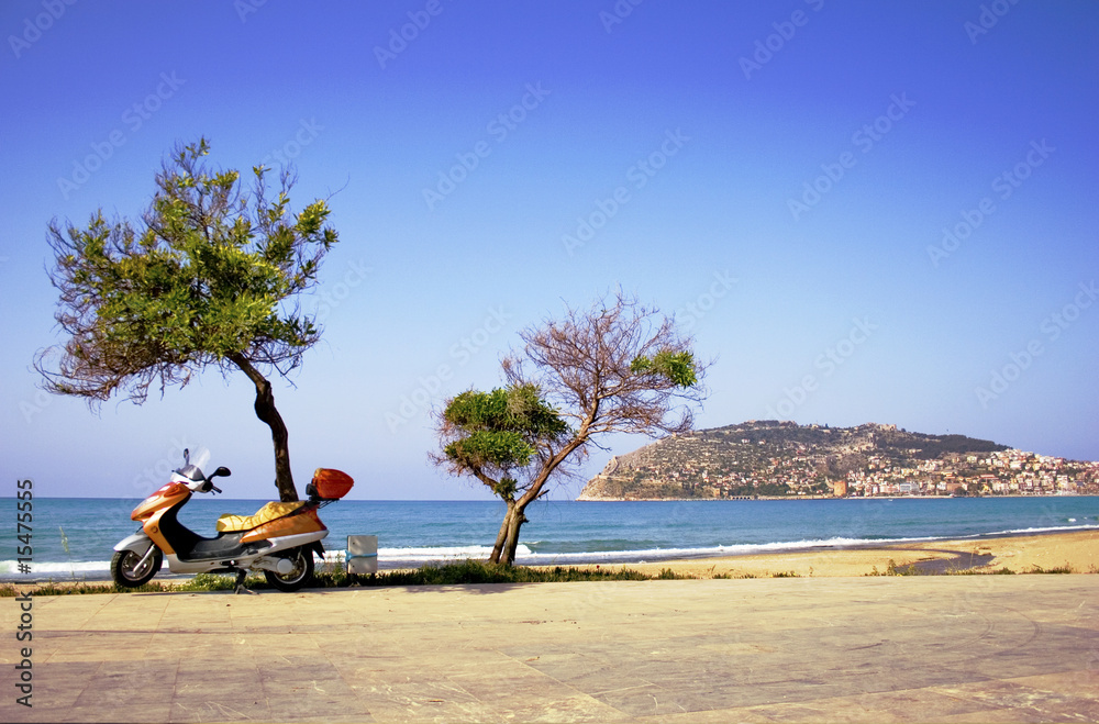 Fototapeta premium Alanya peninsula view from beach