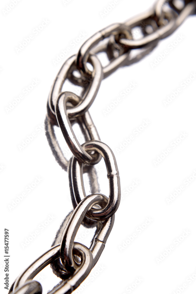 Steel chain links on white background Steel chain links on white background