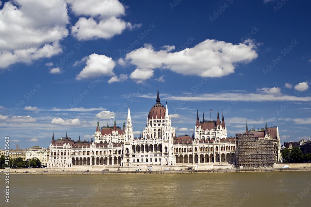 Budapest on the Danube before the parliament building.