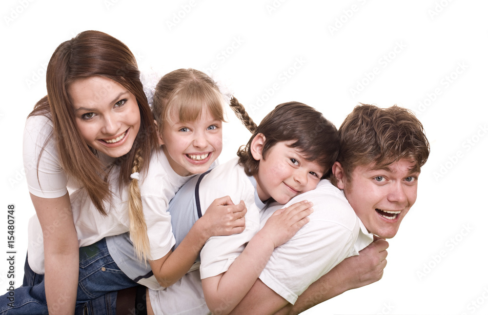 Happy family mother, father, daughter and son. Happy family mother, father, daughter and son.