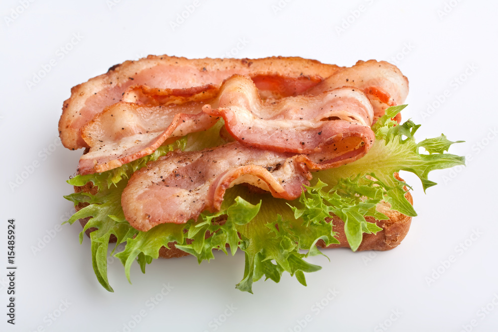 hot sandwich with fried bacon and lettuce hot sandwich with fried bacon and lettuce