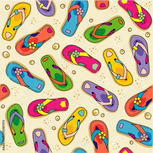 Seamless (repeatable) flip-flops and beach sand pattern