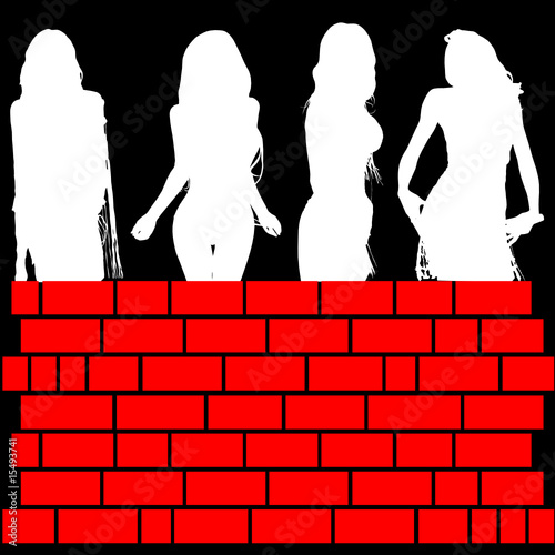 sexy white girl on wall vector illustration