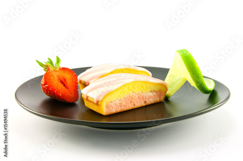 Strawberry Slices on a Black Plate
