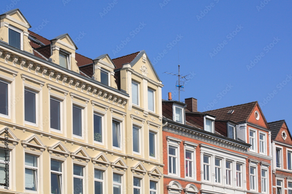 Fototapeta premium Wohnhaus, Hausfassade, Mietswohnungen,Kiel,Deutschland