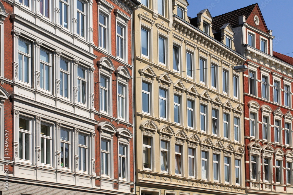Naklejka premium Wohnhaus, Hausfassade, Mietswohnungen,Kiel,Deutschland