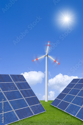 Solarzellen, Windrad