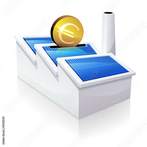 Usine blanche solaire et investissement en euro (reflet)