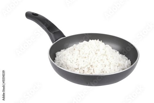white rice on fry pan