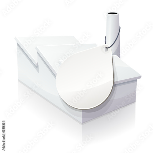 Usine blanche et étiquette ronde vierge (reflet)