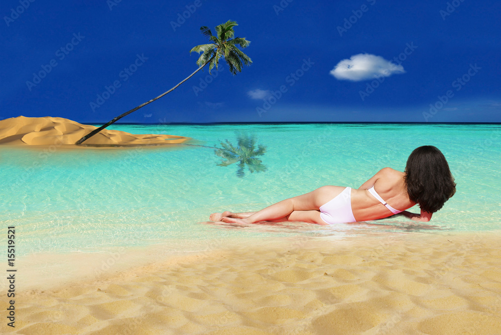 femme sur ile paradisiaque