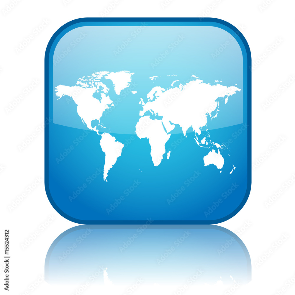 Square button with Map symbol (blue)