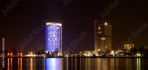 Skyline of Bonn in the night.