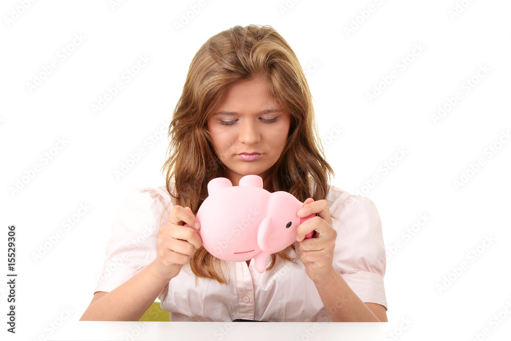 Woman and piggy bank Woman and piggy bank