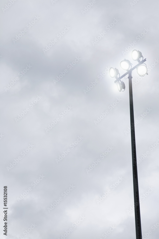 Floodlights glowing