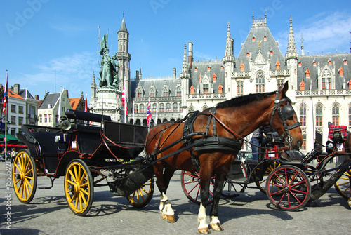 Brugge. Horse-driven cab.