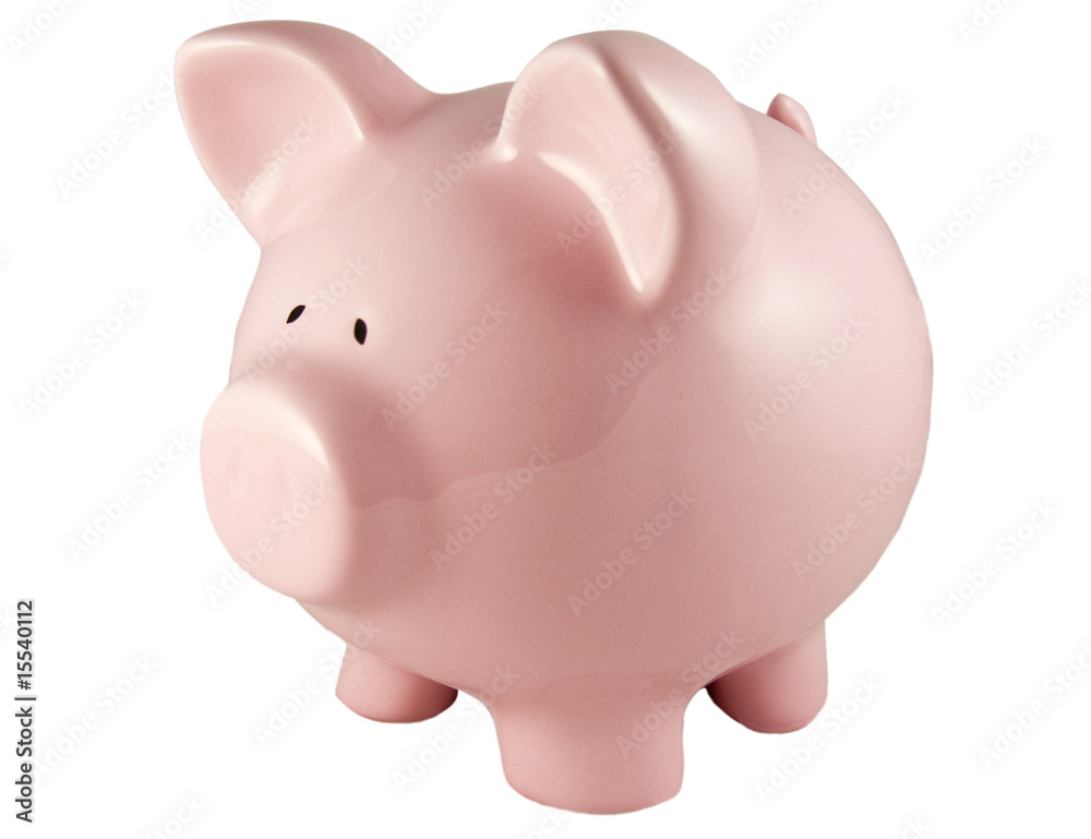 pink piggy bank isolated on white