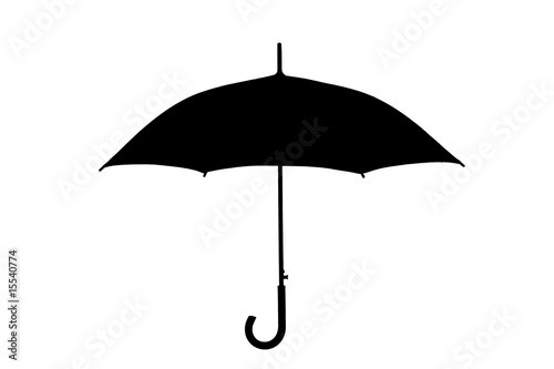 A silhouette of an umbrella isolated on white background