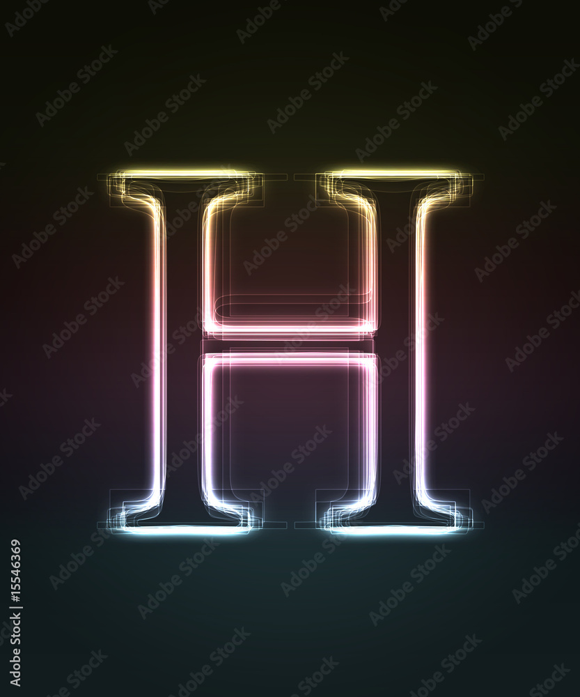 Glowing font. Shiny letter H. Glowing font. Shiny letter H.