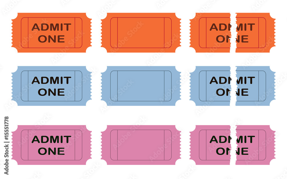 Obraz premium Admit one vector cinema ticket