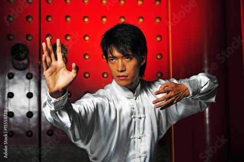 Young Asian Man Training Martial Arts