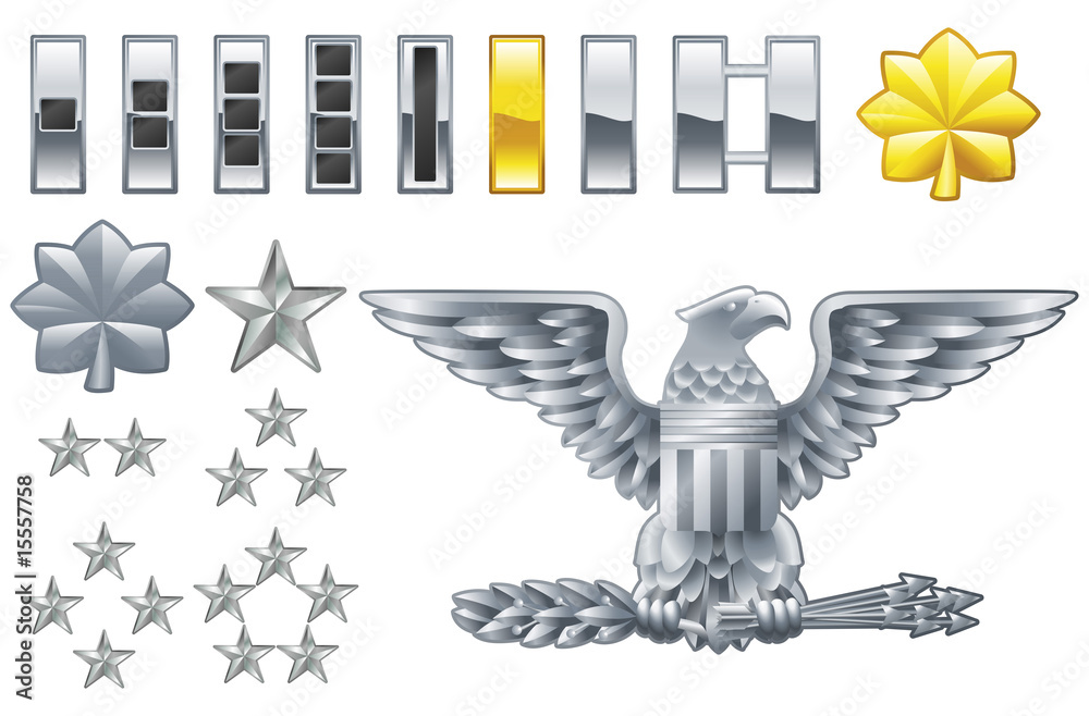 american army officer ranks insignia icons Stock Vector | Adobe Stock