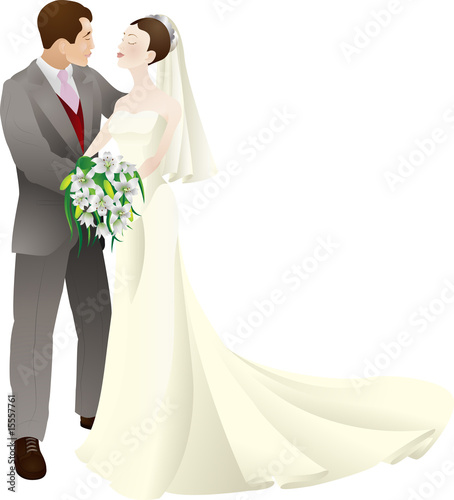 bride and groom in love wedding vector illustration